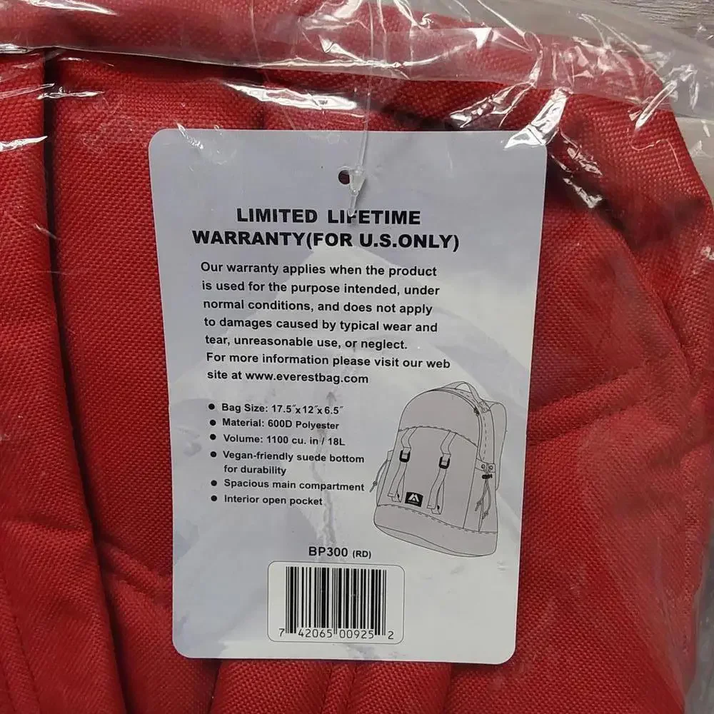 Everest Journey Backpack with Adjustable Straps  |  Red